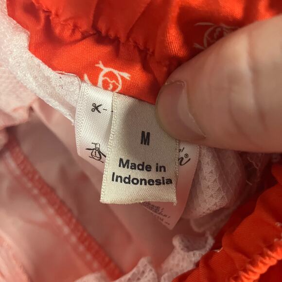 Original Penguin Swim Trunks Boys Medium Red White Penguin Logo Print Board Sho - Picture 9 of 16